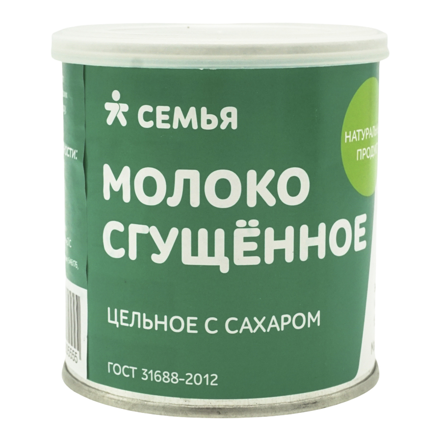 

Сгущенное молоко Семья цельное с сахаром 8,5% СЗМЖ 380 г