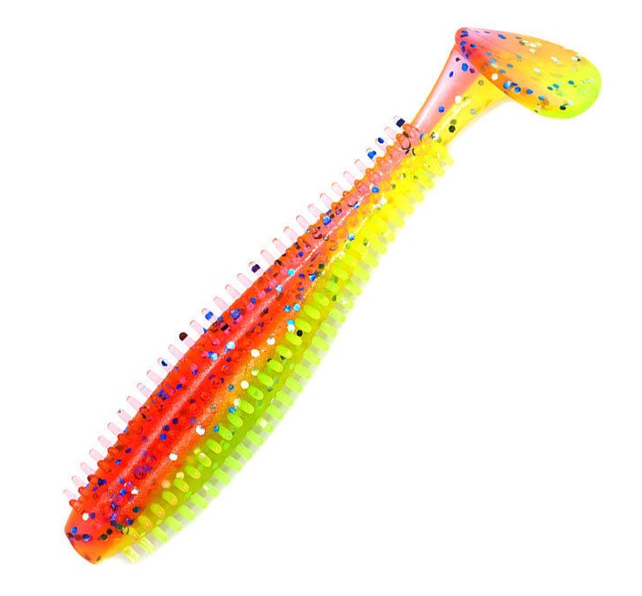 

Виброхвост Kosadaka Spikey Shad 90, 9шт, цвет PG, Желтый;красный, Spikey Shad