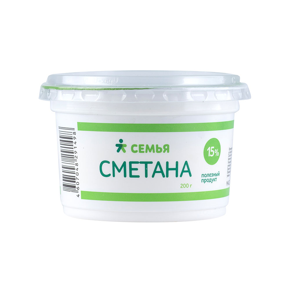 фото Сметана семья 15% бзмж 200 г