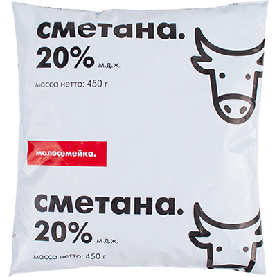 

Сметана Малосемейка 20% БЗМЖ 450 г