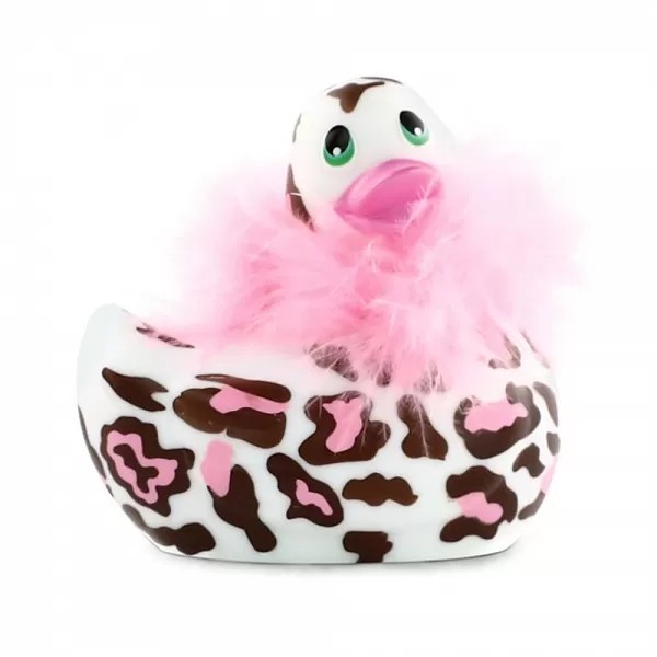 фото Белый вибратор-уточка i rub my duckie 2.0 wild с леопардовым принтом big teaze toys