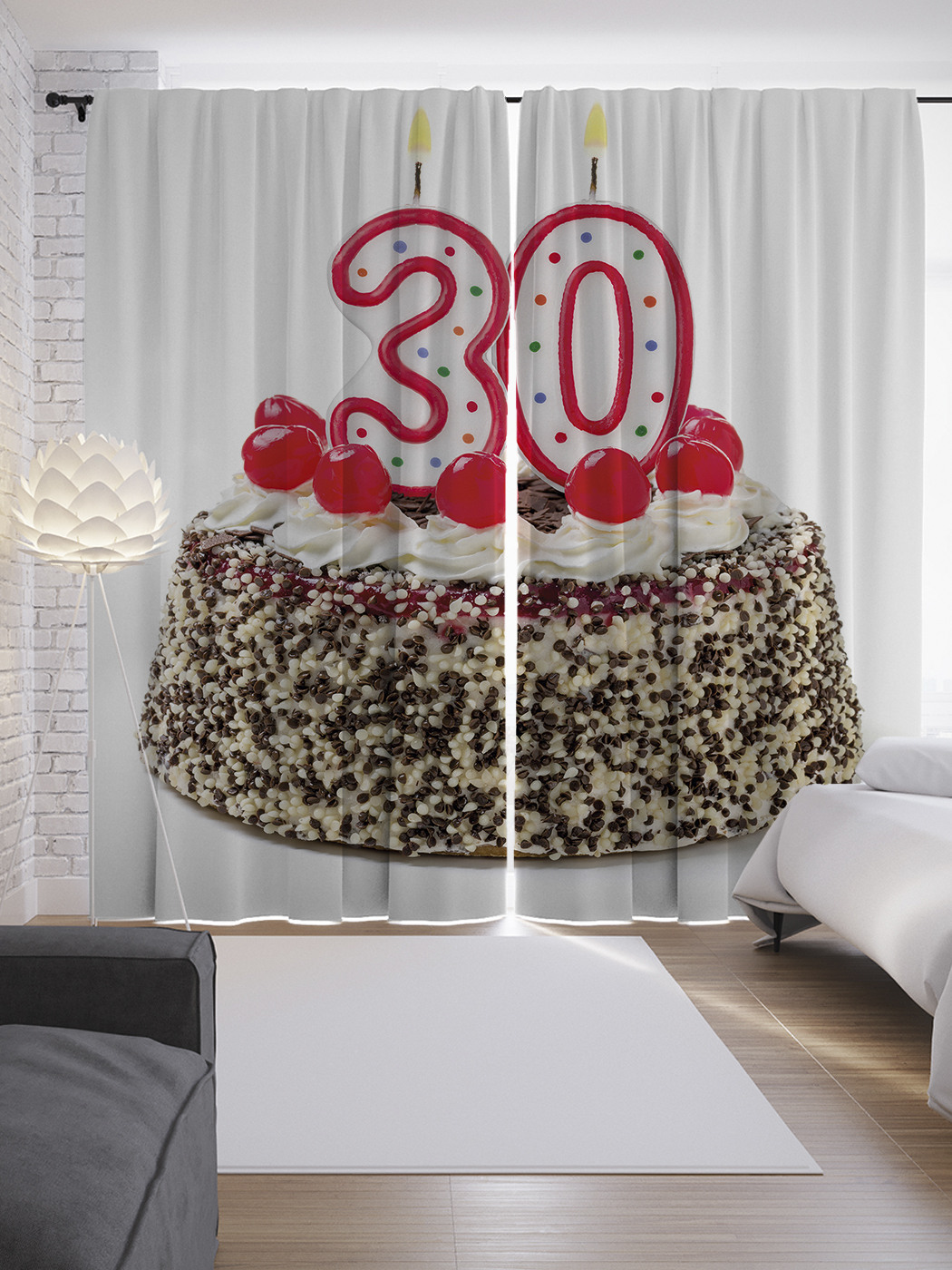 

Шторы JoyArty с фотопечатью "Торт на 30-летие" из сатена, 290х265 см, Торт на 30-летие