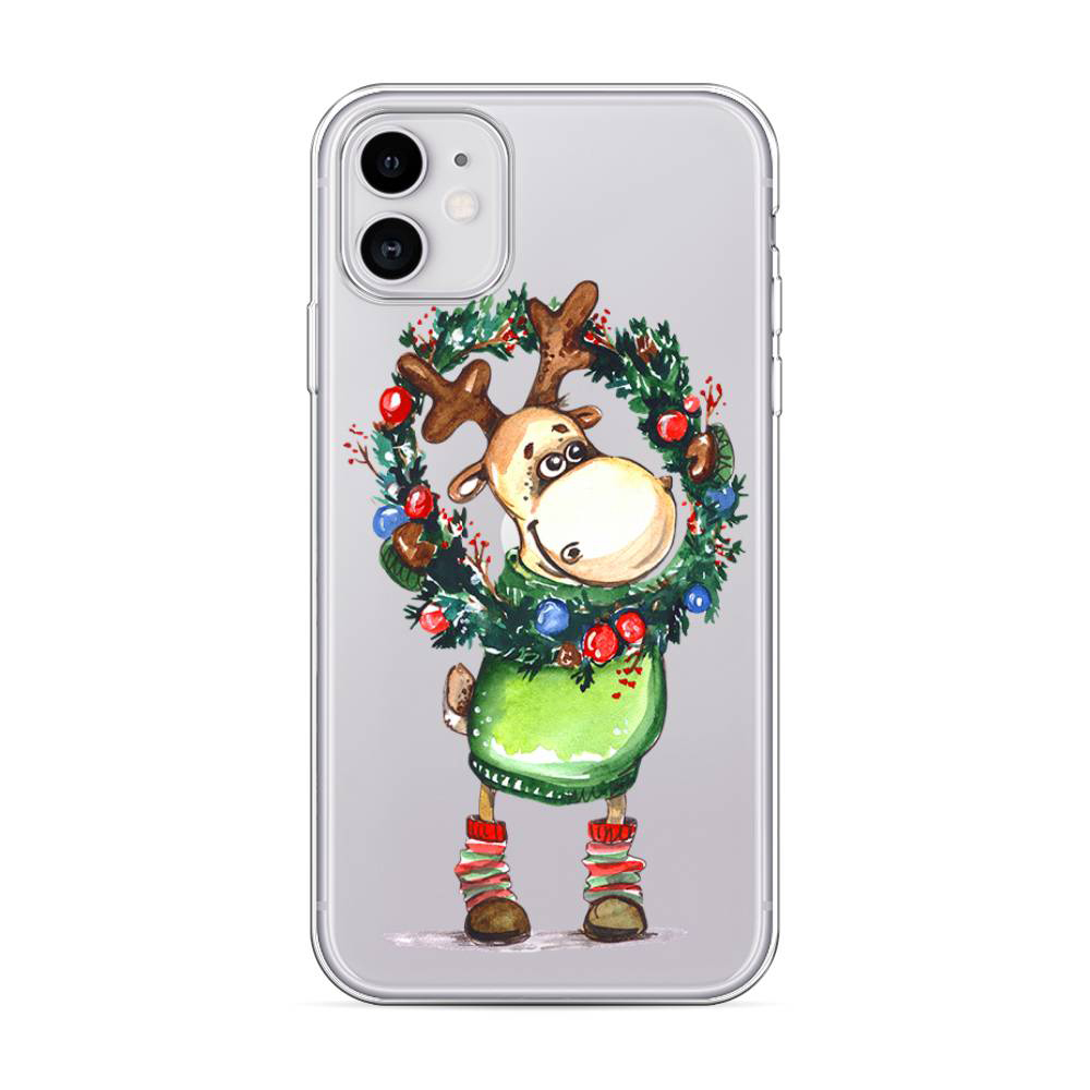 

Чехол Awog для Apple iPhone 11 "Олень с новогодним веноком"