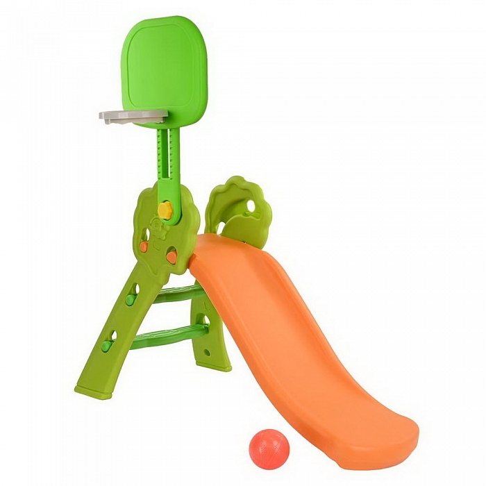 фото Детская игровая горка pituso flower (+ баскет.кольц) оранжевый/зеленый