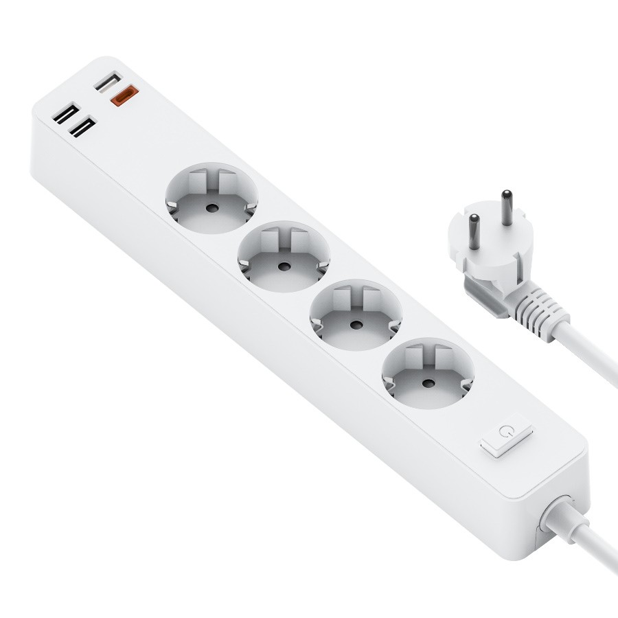 фото Сетевой удлинитель wiwu power strip socket with 4 x ac + 3 x usb + 20w type-c pd white nobrand