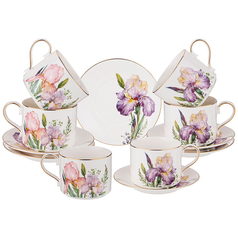 

Чайный набор из фарфора Lefard "Irises" на 6 персон 12 предметов, Белый, 590-470
