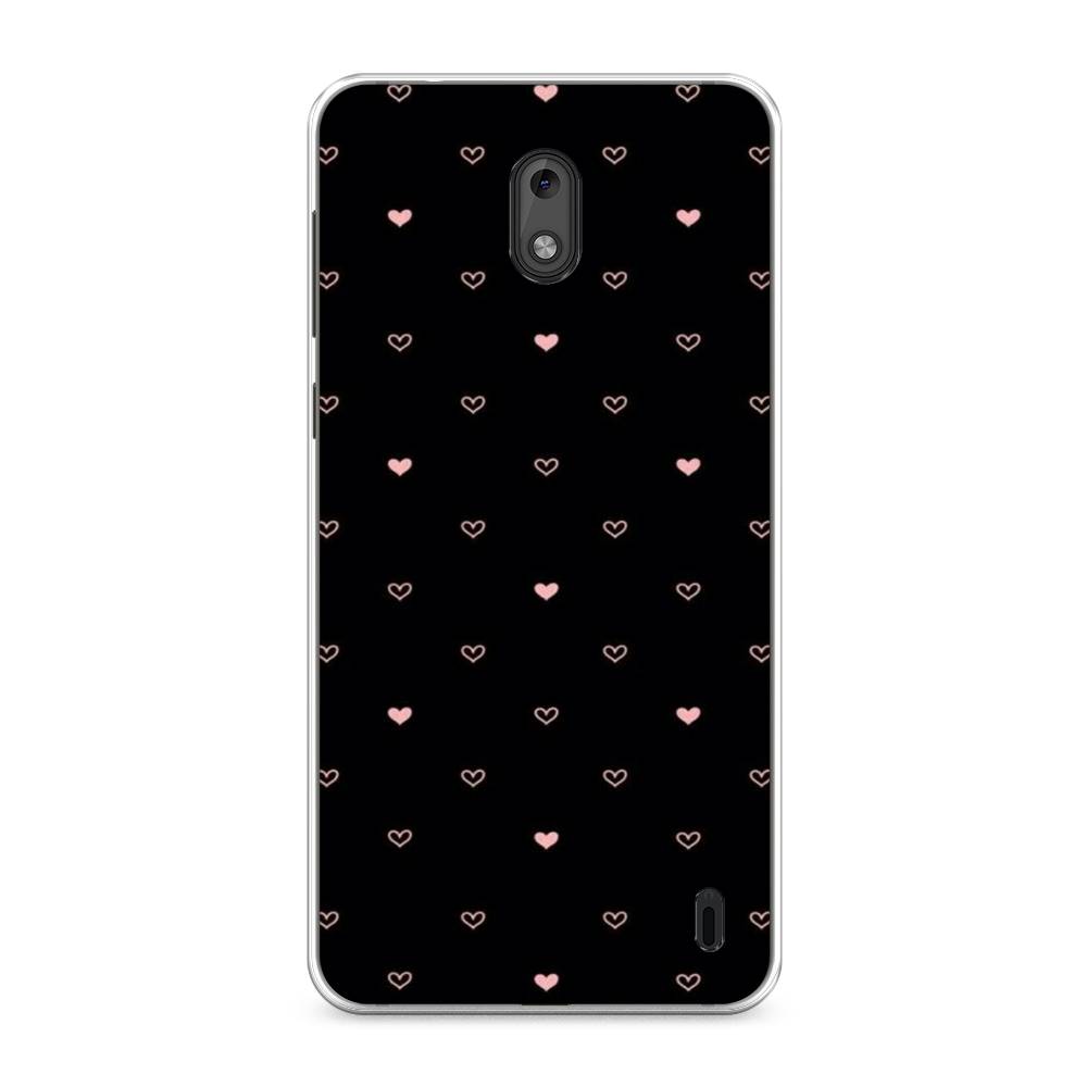 

Чехол Awog на Nokia 2 / Нокиа 2 "Черный фон и сердечки", Розовый;серый;черный, 120850-3