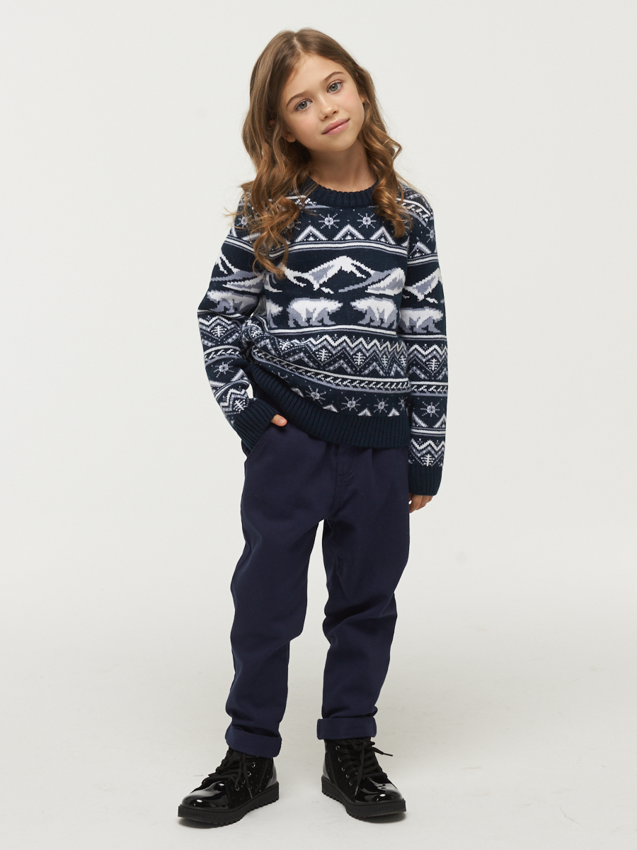 

Джемпер детский VAY 5222-6258, 189 31 01 10054 т.синий з.утро белый, 122, 5222-6258