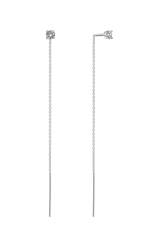 Серьги продевки из серебра WONDERLI СЦП4009К, фианит