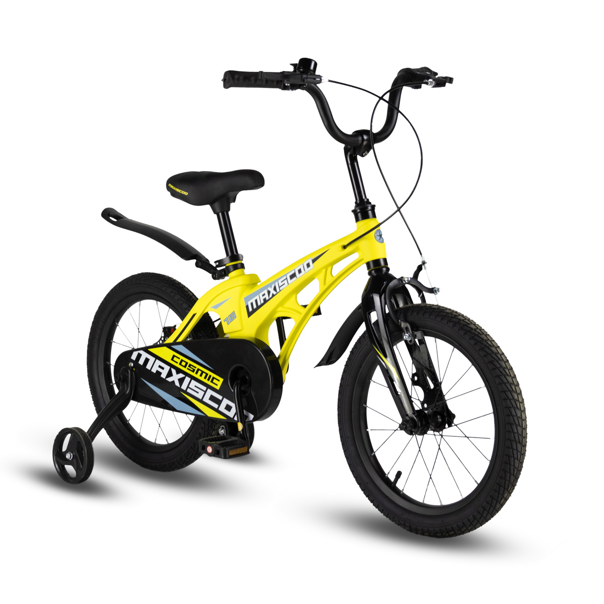 Детский велосипед MAXISCOO Cosmic 16 Стандарт 2024 желтый матовый