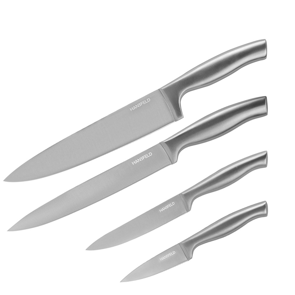 Набор кухонных ножей HANSFELD 4шт для овощей, поварской, разделочный, универсальный