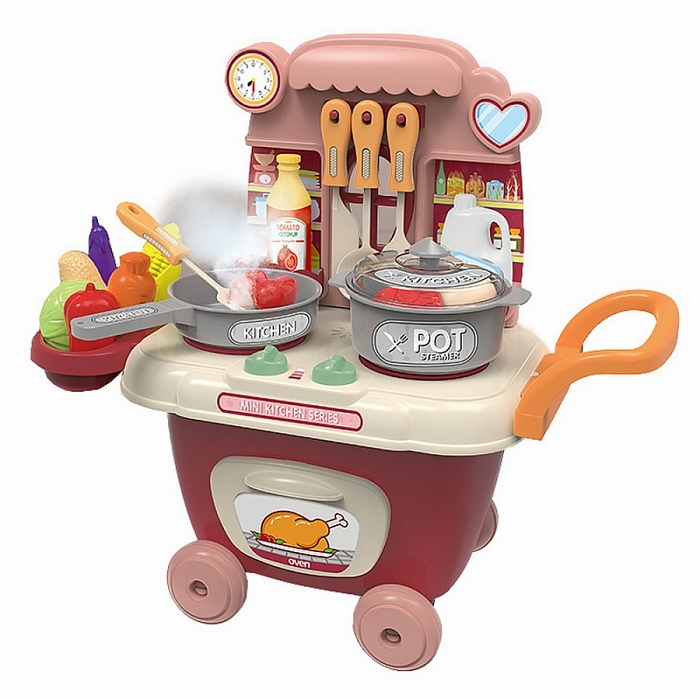Купить Игровой набор Pituso Кухня Taste Kitchen на колесиках, розовый HW21020621-Pink,