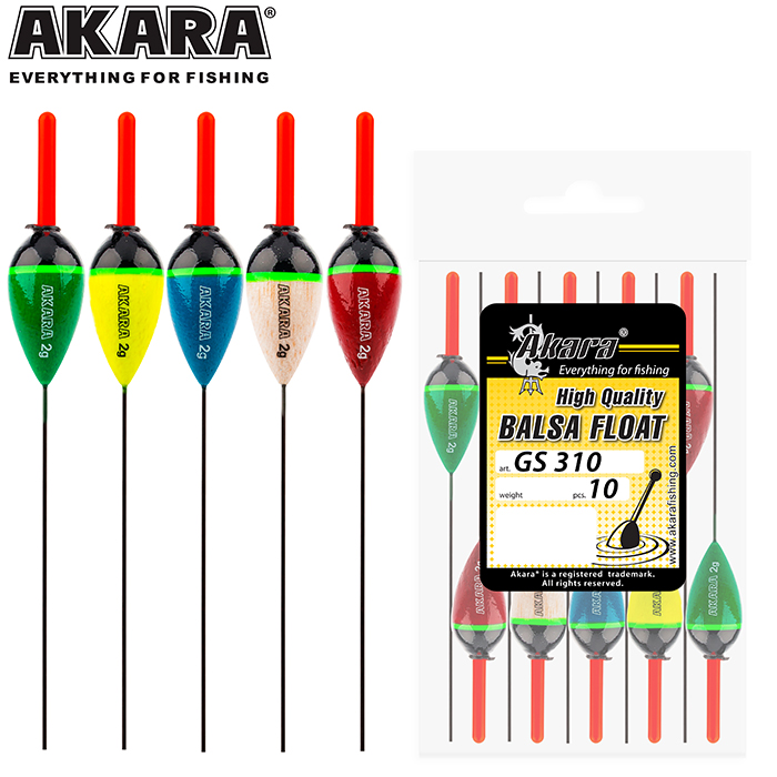 Поплавок AKARA бальса GS310 цвет в ассортименте 1 шт. 2,5гр