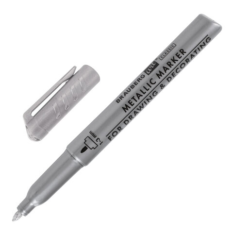 

Маркер для декорирования и рисования СЕРЕБРИСТЫЙ BRAUBERG ART METALLIC, линия письма 1-3, Золотистый