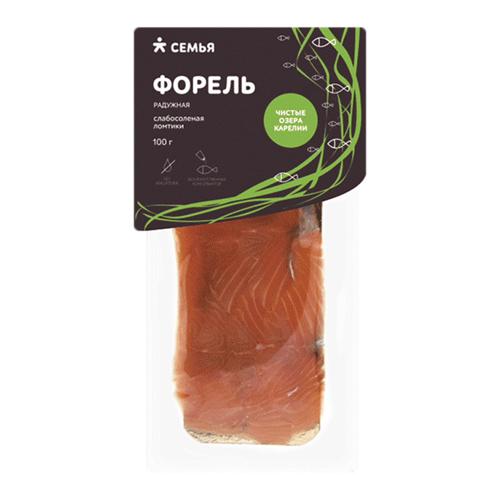 

Форель Семья филе-ломтики слабосоленая 100 г