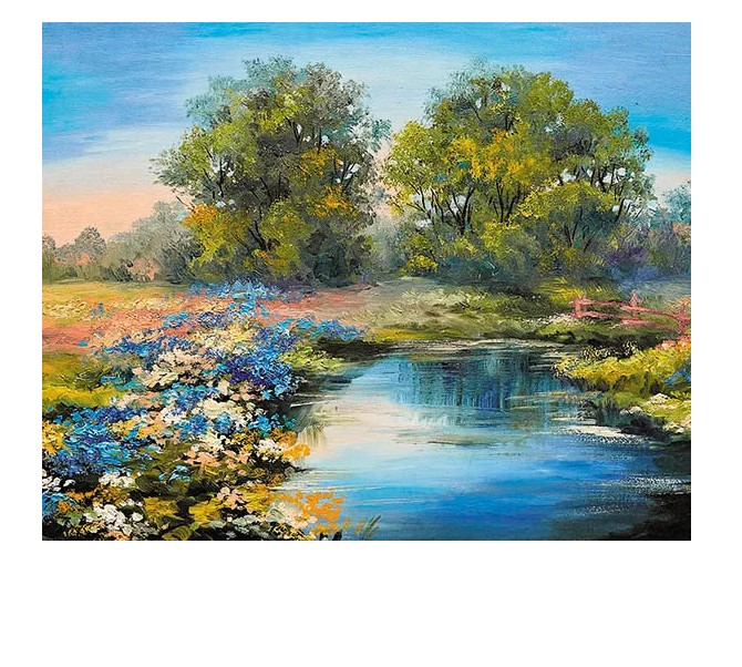 Алмазная мозаика ТМ Цветной Река ранним летом, 40х50 см