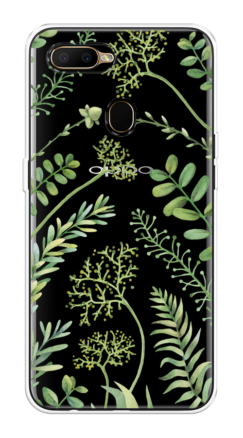 

Чехол на Oppo A5s "Green Leaves", Зеленый;прозрачный, 252350-1
