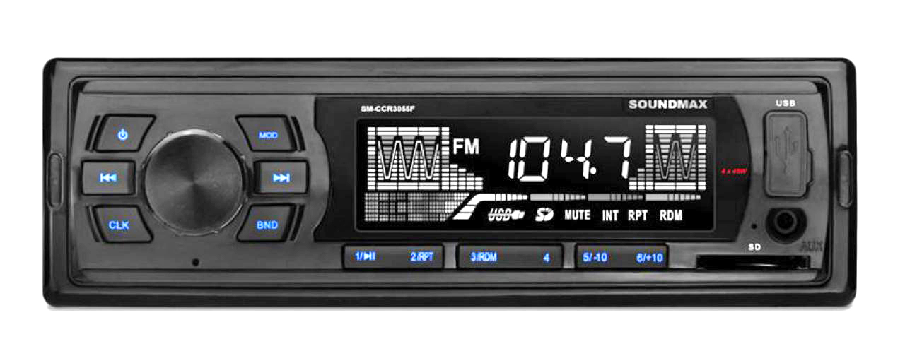 Soundmax Автомагнитола Soundmax SM-CCR3055F USB MP3 FM SD 1DIN 4x45Вт черный 231600₽