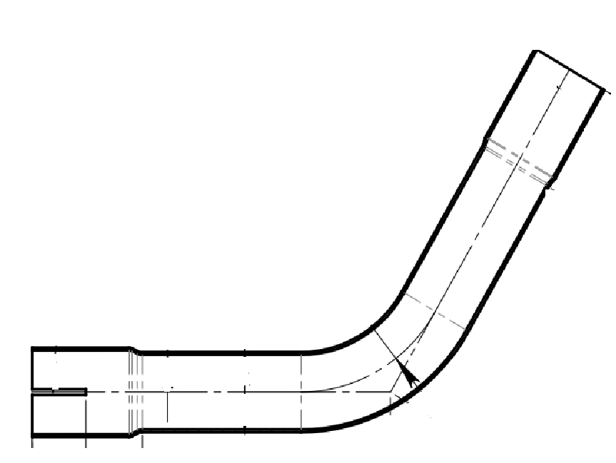 фото Труба с гибом развальцованная d=43, угол 60 (нерж. сталь) trialli emc 0436