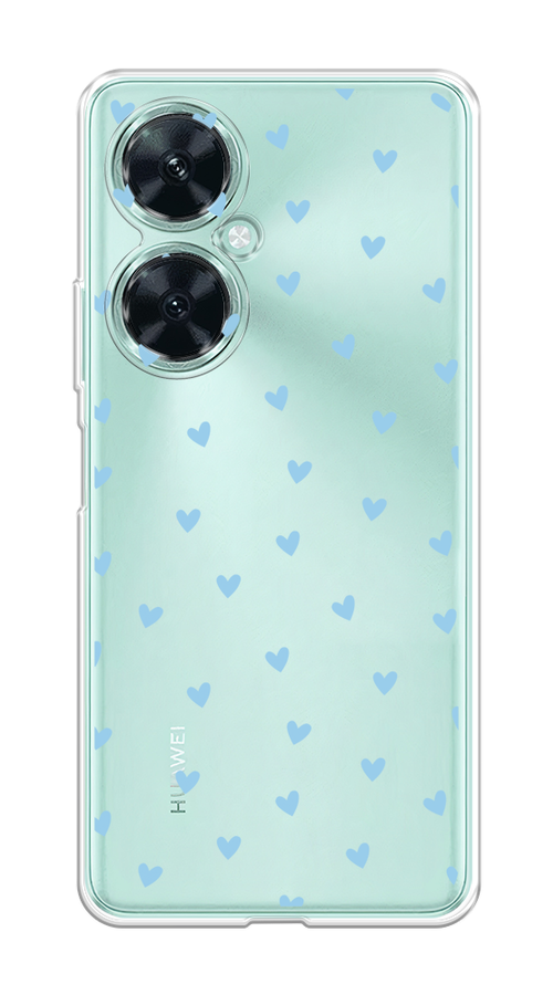 

Чехол на Huawei Nova 11i "Голубые сердечки паттерн", Голубой;прозрачный, 6121750-1