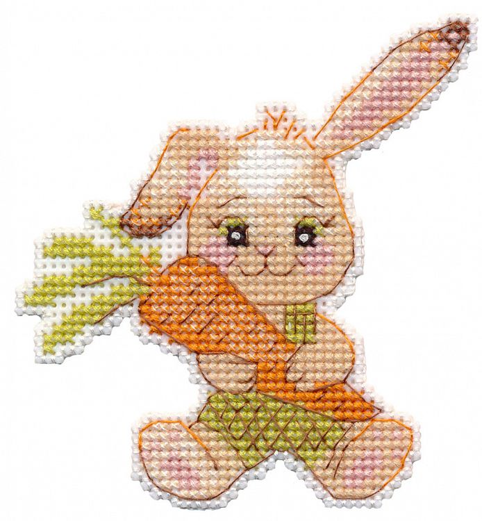 

Набор для вышивания Овен Зайка с морковкой. Магнит