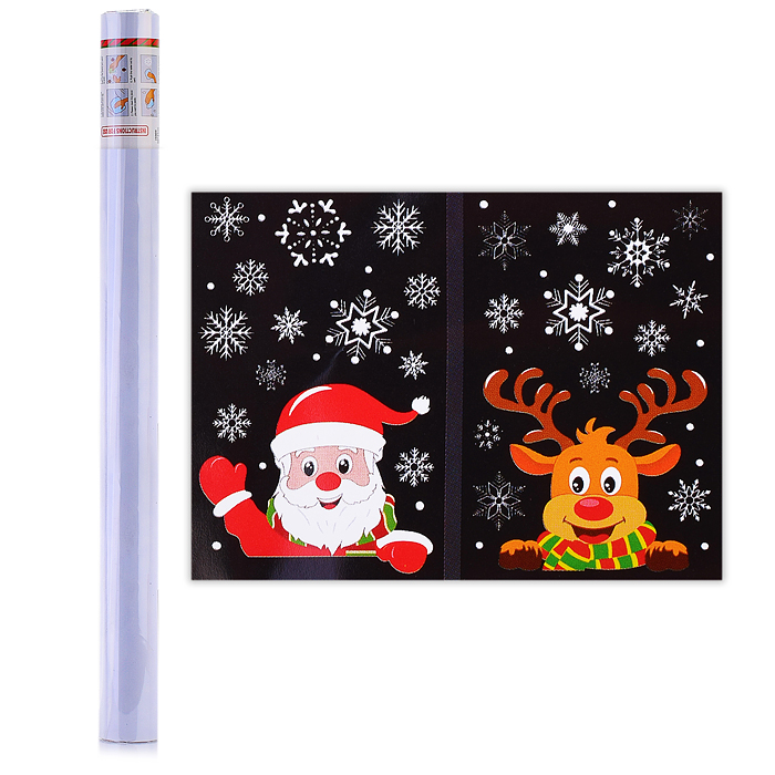 Наклейка новогодняя для декора Снеговичок новогодний привет S1568