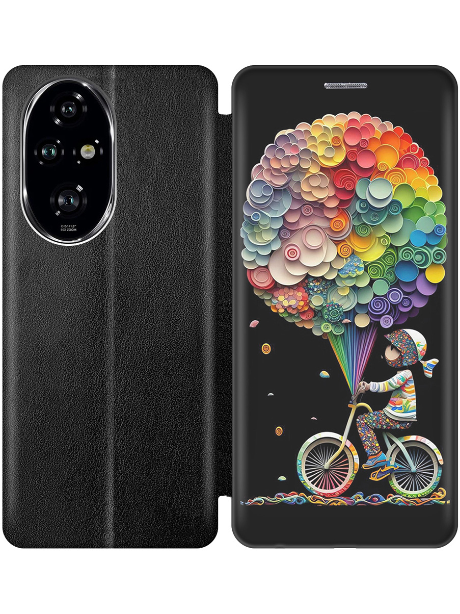 

Чехол-книжка на Honor 200 pro с принтом "Велосипедист и шарики" черный, Черный;белый;красный, 783979622