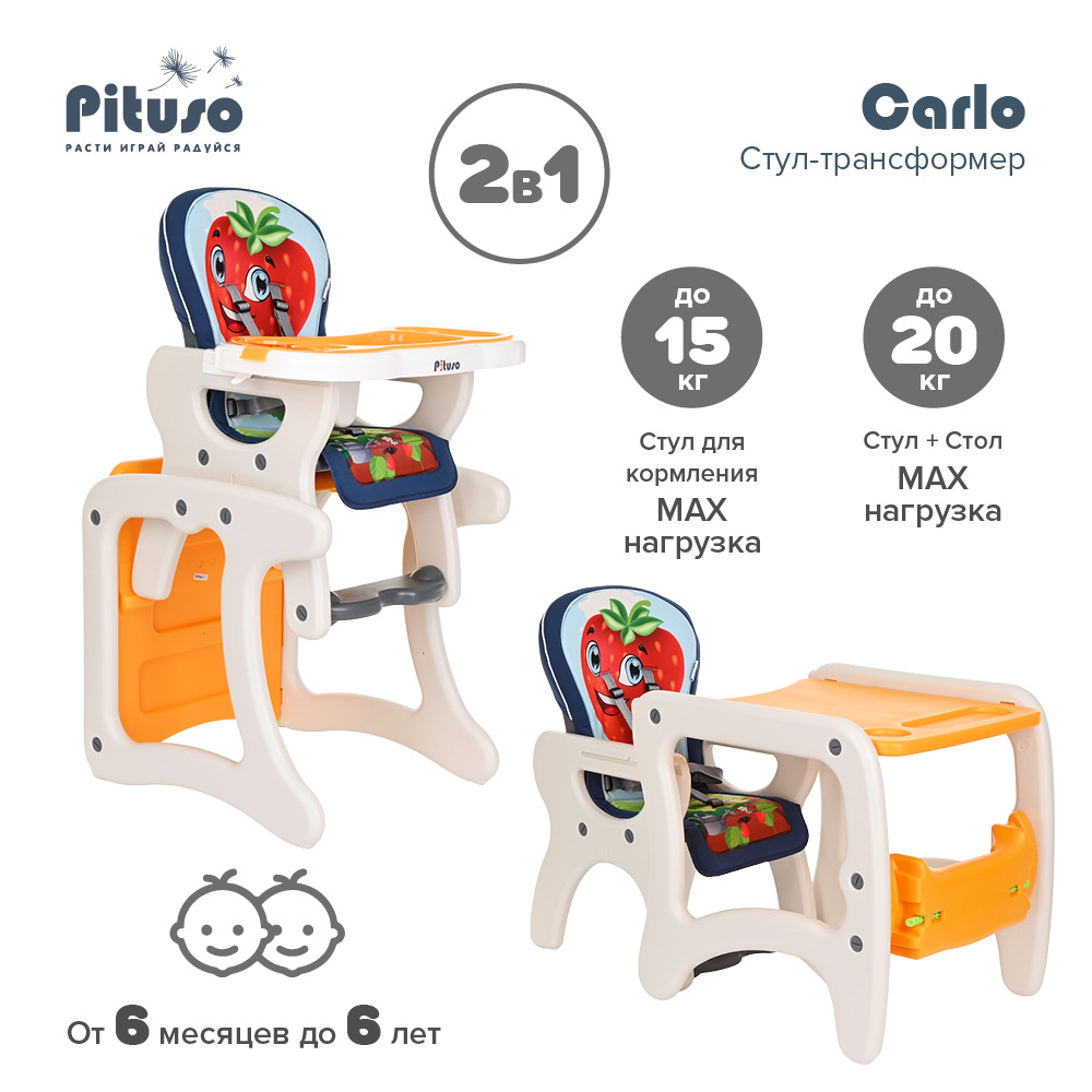 Стульчик-трансформер Pituso Carlo КлубничкаОранжевый