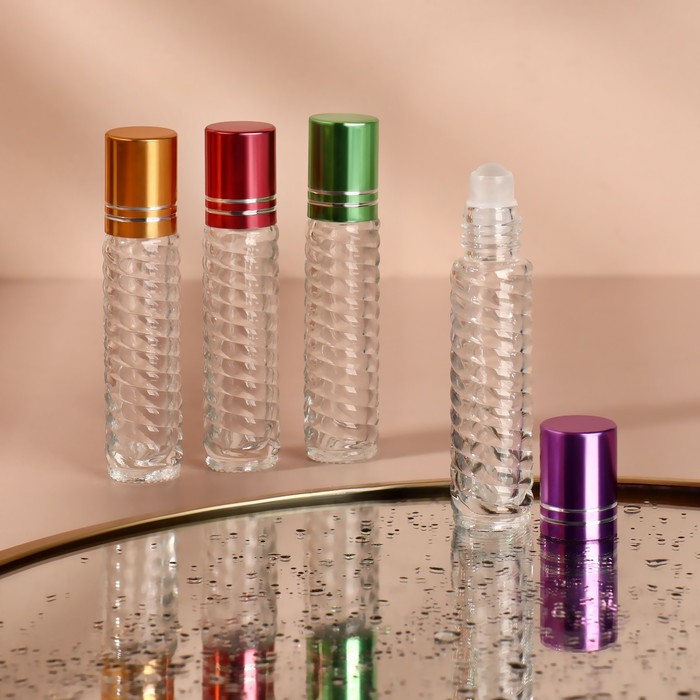 Флакон стеклянный для парфюма «Плетение», с роликом, 5 мл, цвет МИКС (3 шт.) onlitop флакон стеклянный для парфюма плетение с распылителем 5 мл микс