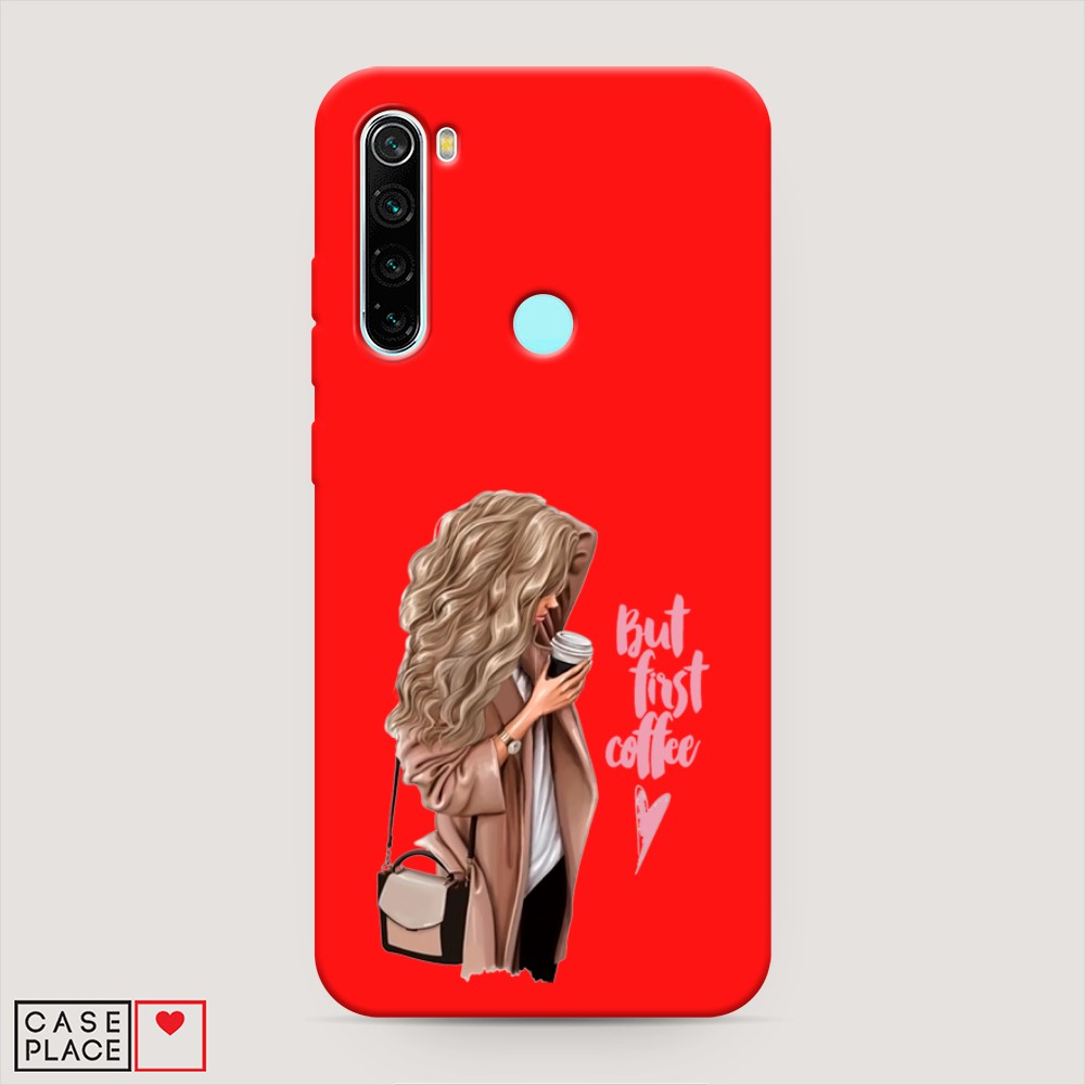 

Матовый силиконовый чехол "Девушка с кофе" на Xiaomi Redmi Note 8, Девушка с кофе