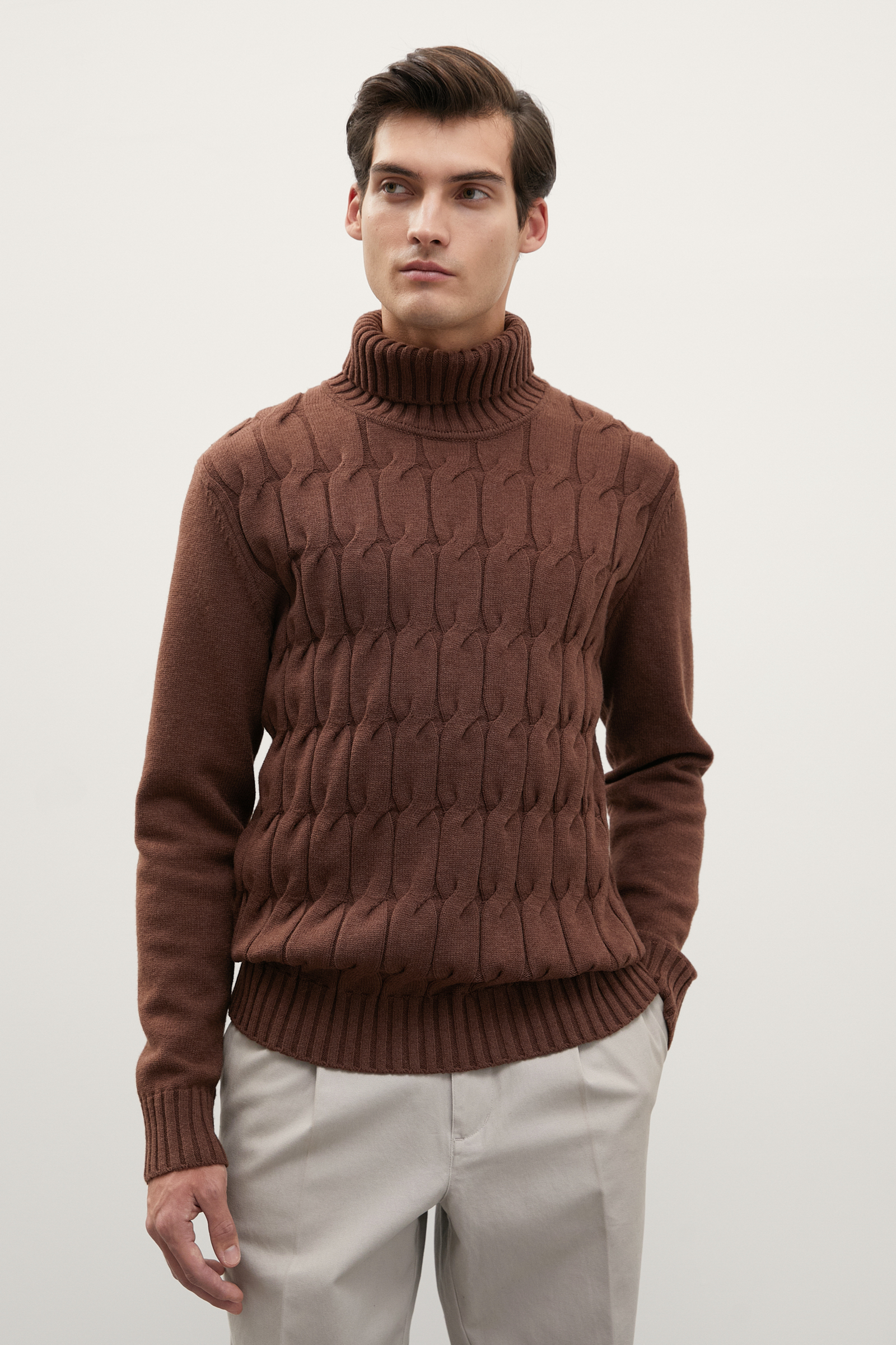 

Свитер мужской Finn Flare FWC21109 коричневый S, FWC21109