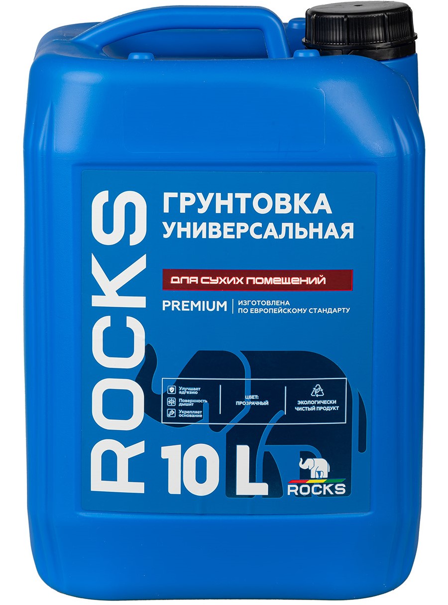 Грунтовка универсальная для сухих помещений ROCKS 10л грунтовка rocks