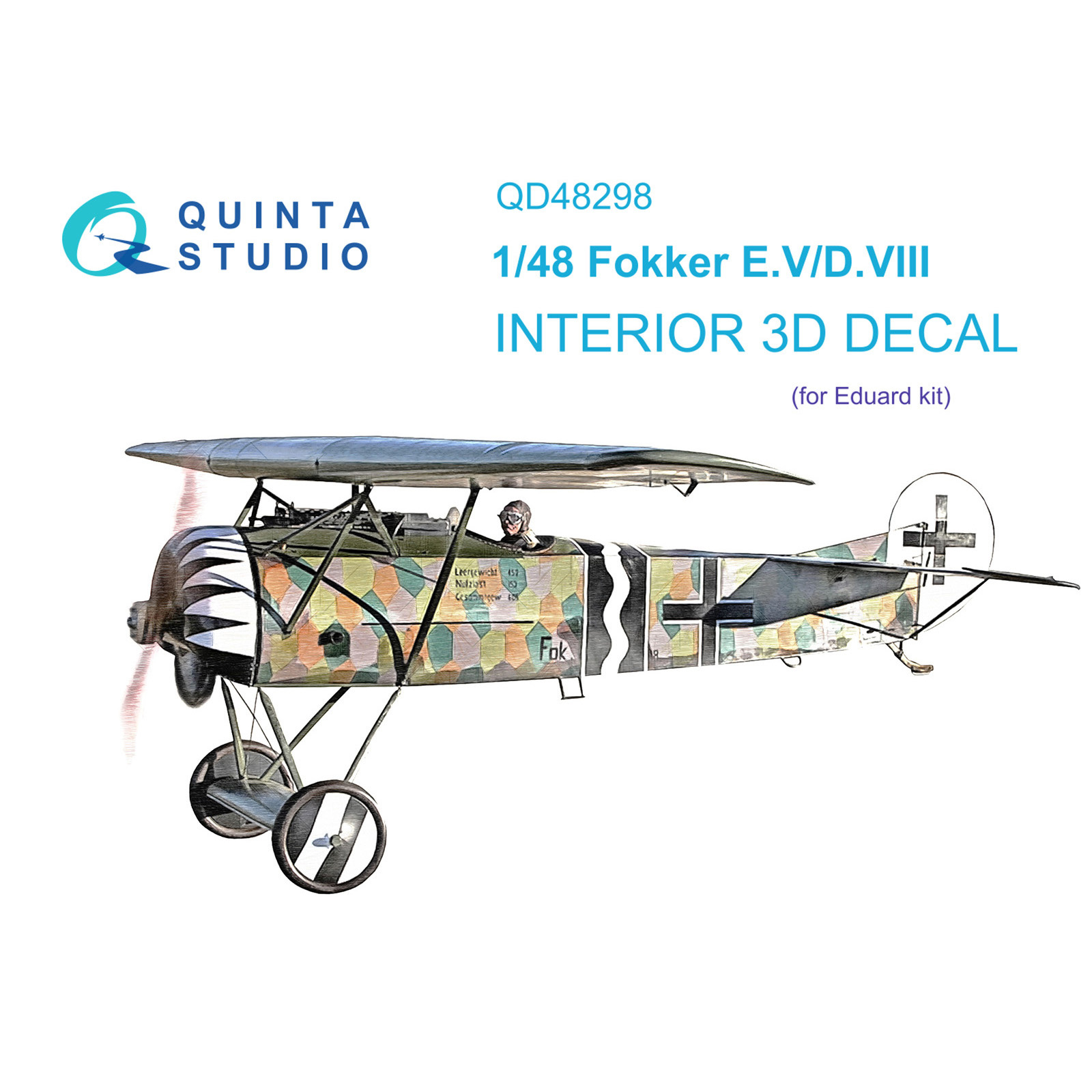 

3D Декаль интерьера Quinta Studio 1/48 кабины Fokker EV-DVIII Eduard QD48298, Цветной