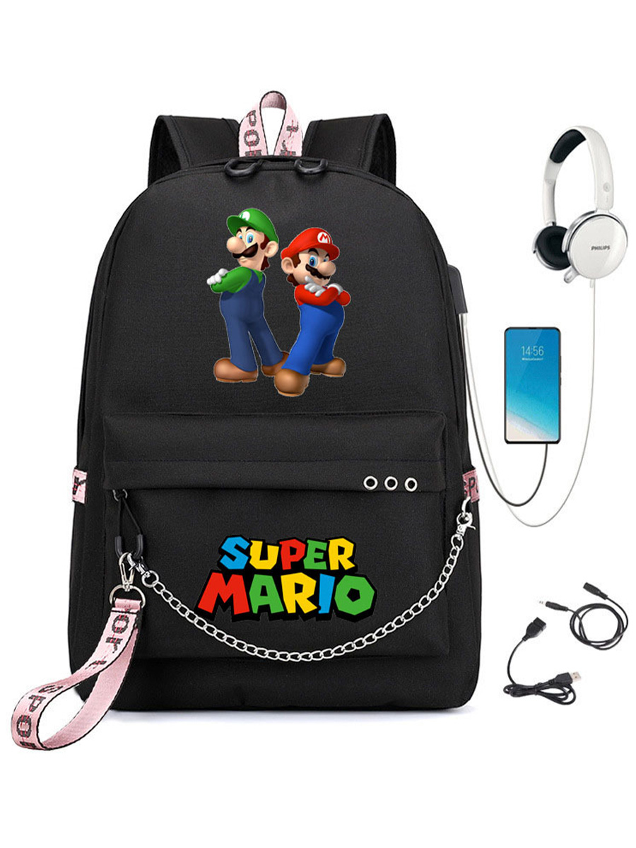 Рюкзак Марио и Луиджи Mario StarFriend, 30х14х42 см, 17,5 литров, USB, Jack, 2 провода