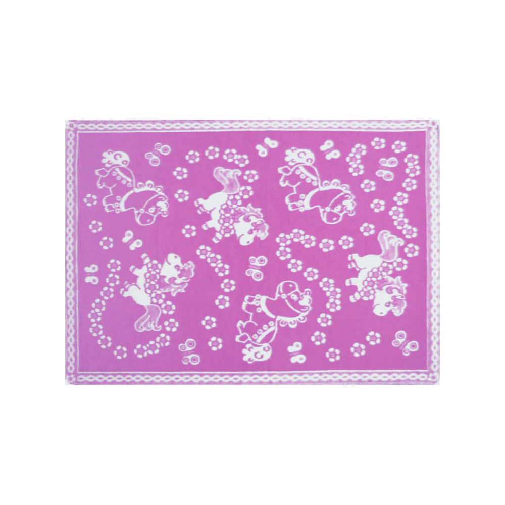 Одеяло детское Ермошка байковое Премиум New Цветочные лошадки, 140*100 см Фиолетовый