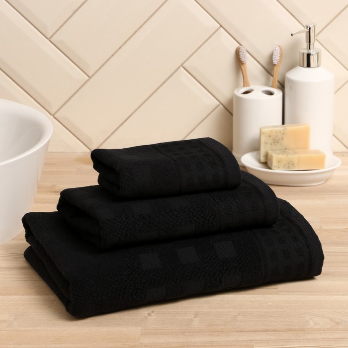 

Полотенце махровое LoveLife "Square" 30х60 см, цвет чёрный, 100% хлопок, 380 гр/м2