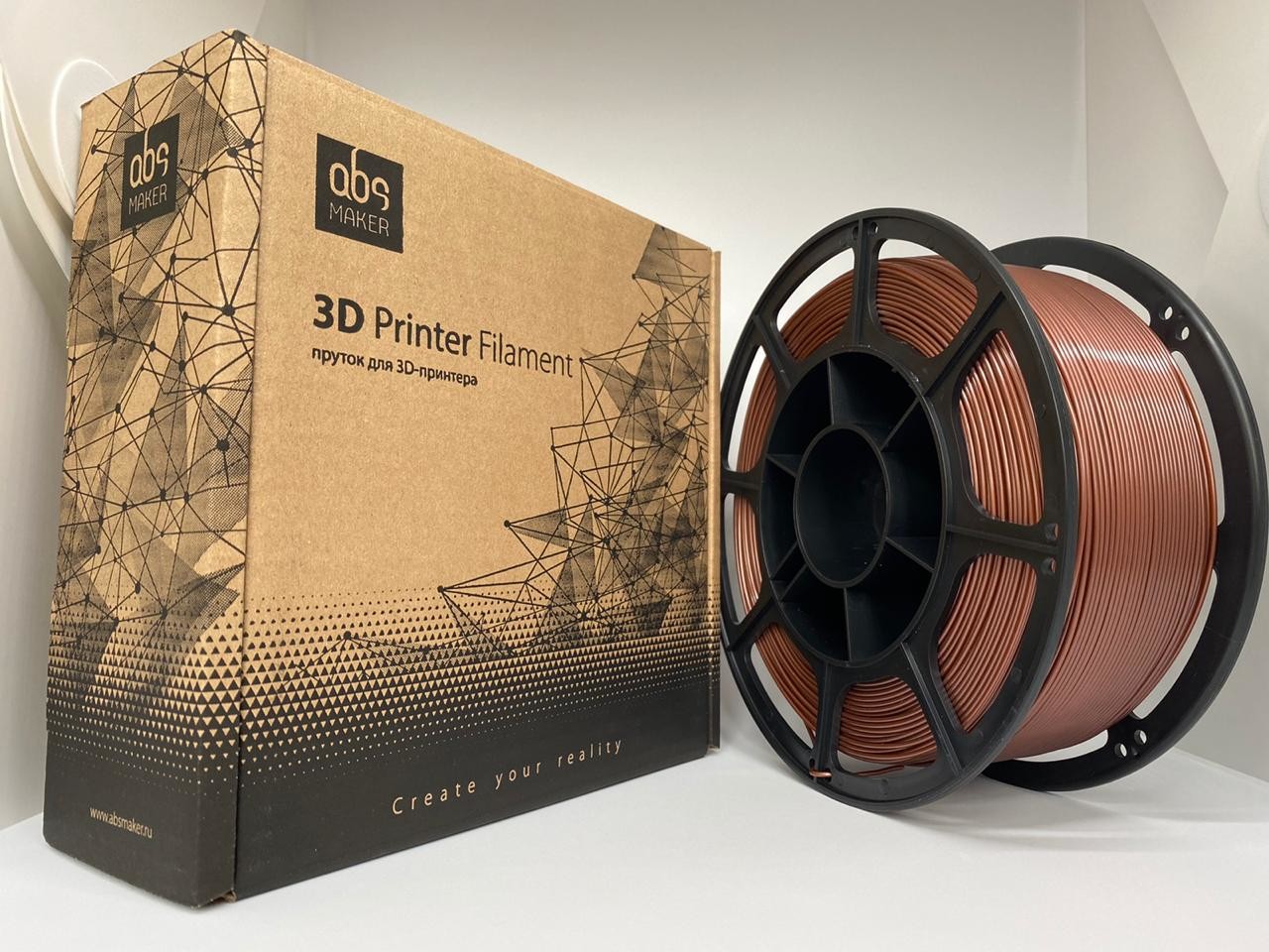 

Пластик для 3D-принтера ABS Maker PETG, медный, 1.75мм, 1кг, PETG