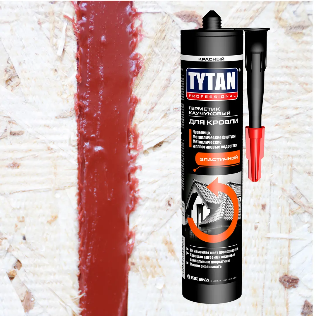 Герметик каучуковый кровельный красный Tytan Professional, 310 мл герметик битумно каучуковый кровельный tytan 17584 310 мл черный