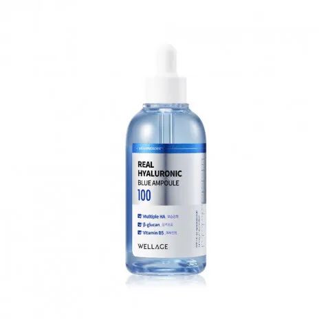 

Супер-увлажняющий концентрат для лица Wellage Real Hyaluronic Blue ampoule 100 мл, Гиалуроновая кислота