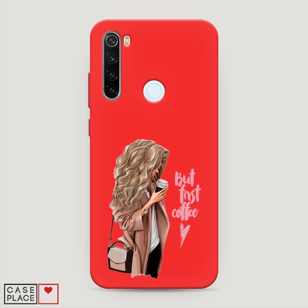 

Матовый силиконовый чехол "Девушка с кофе" на Xiaomi Redmi Note 8T, Девушка с кофе