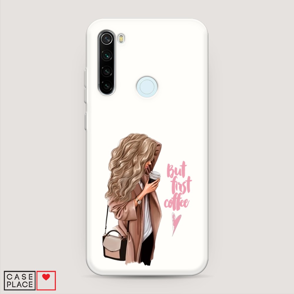 

Матовый силиконовый чехол "Девушка с кофе" на Xiaomi Redmi Note 8T, Девушка с кофе