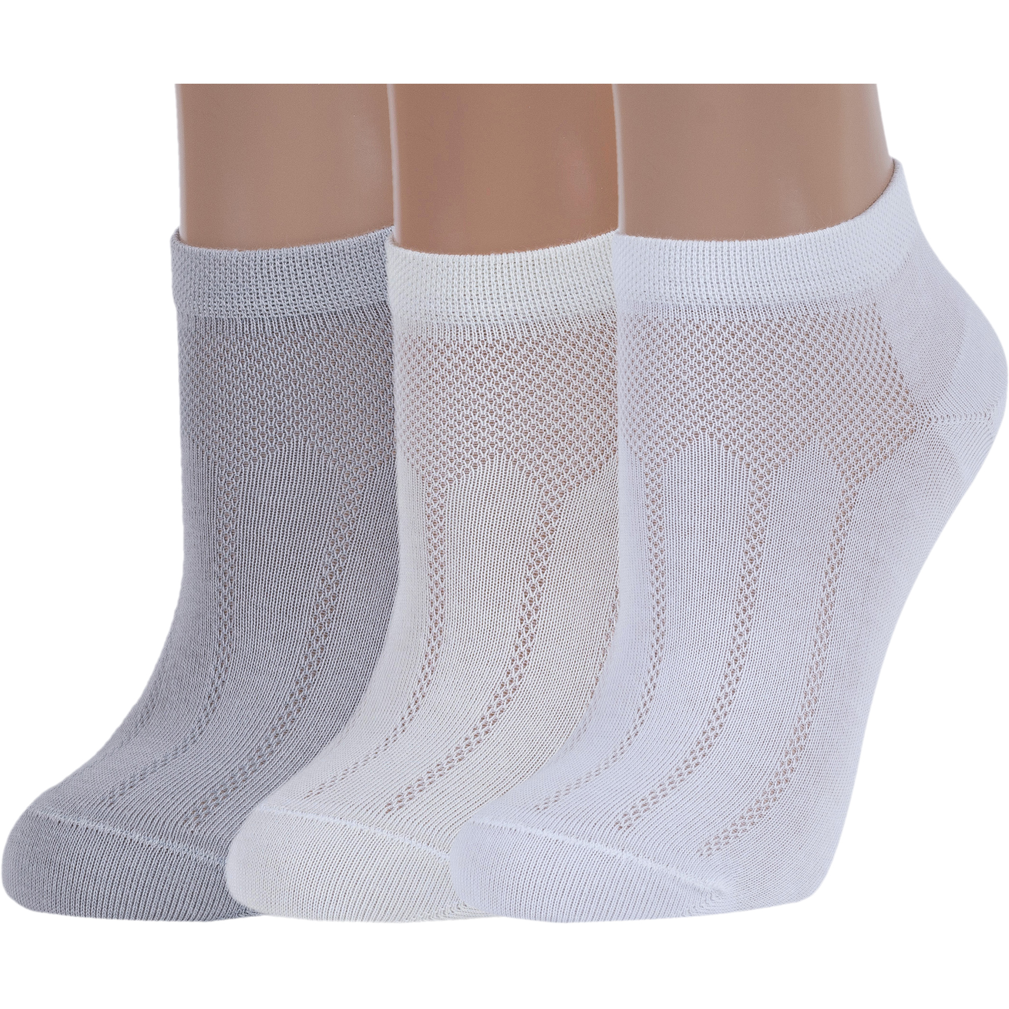 фото Комплект носков женских lorenzline 3-д25с серых; белых; бежевых 23