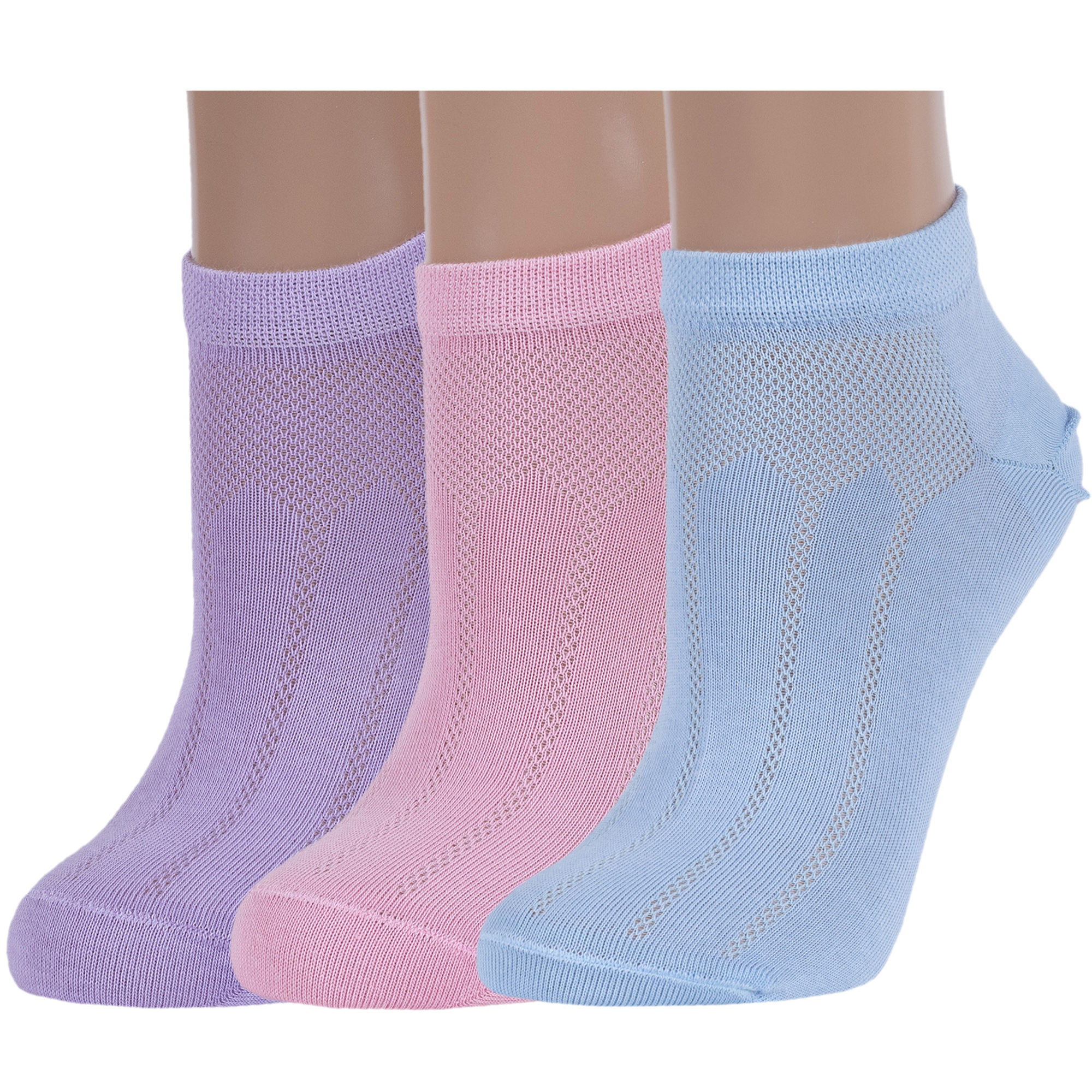 фото Комплект носков женских lorenzline 3-д25с голубых; розовых; фиолетовых 25
