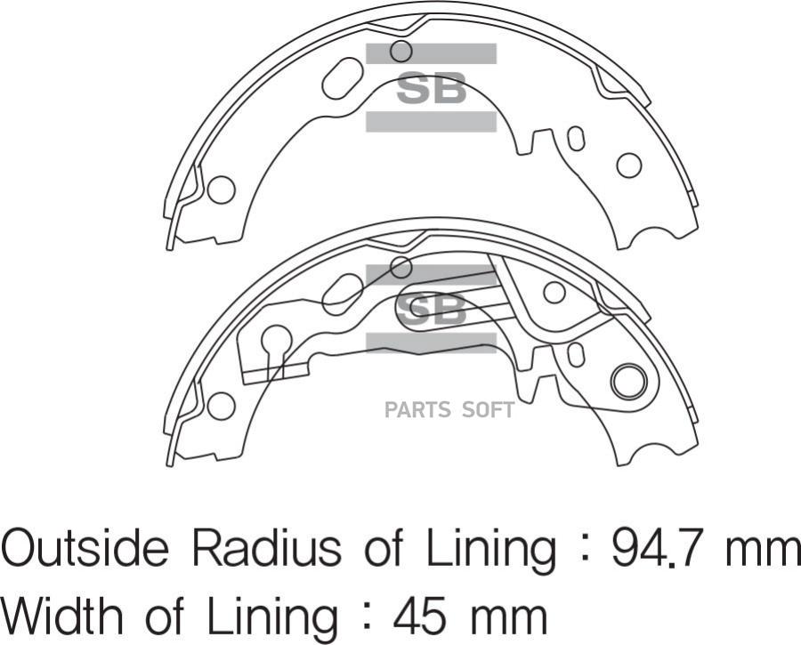 

Тормозные колодки Sangsin brake стояночного тормоза SA159, SA159