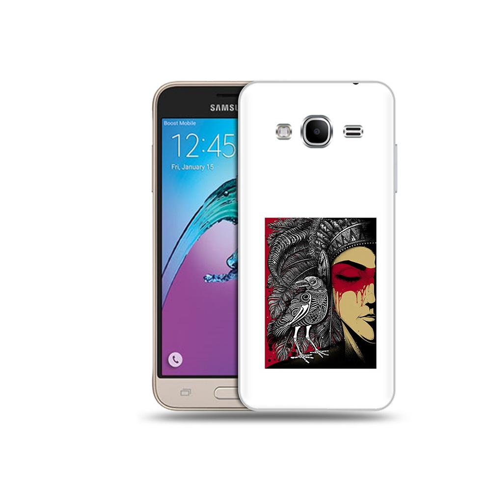 

Чехол MyPads Tocco для Samsung Galaxy J3 (2016) девушка с вороном в абстракции, Прозрачный, Tocco