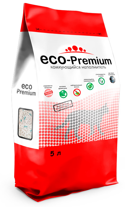 фото Комкующийся наполнитель eco-premium green древесный, 1.9 кг, 5 л