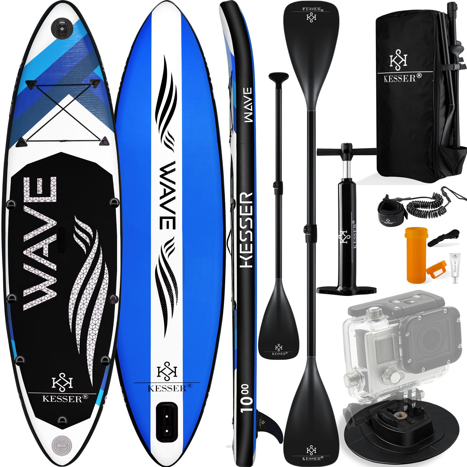 Прогулочный SUP-борд KESSER SBS-BLUE размером 380x75x15 см.