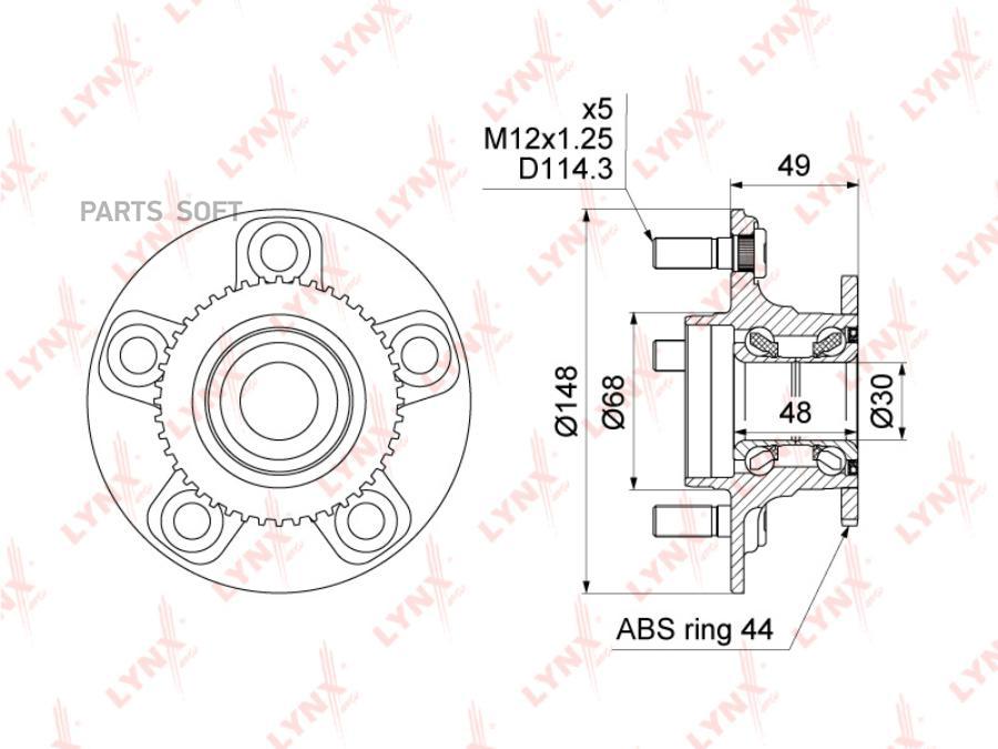 

LYNXAUTO WH-1048 Ступица задняя в сборе
