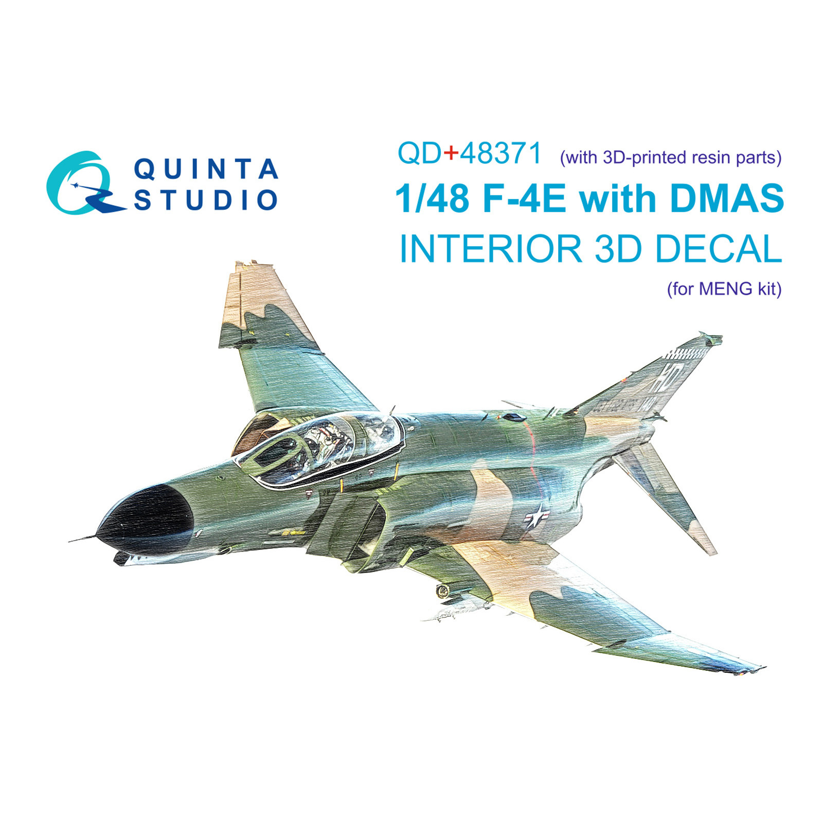 

3D Декаль интерьера Quinta Studio 1/48 кабины F-4E c DMAS Meng с 3D-печатными QD+48371, Цветной