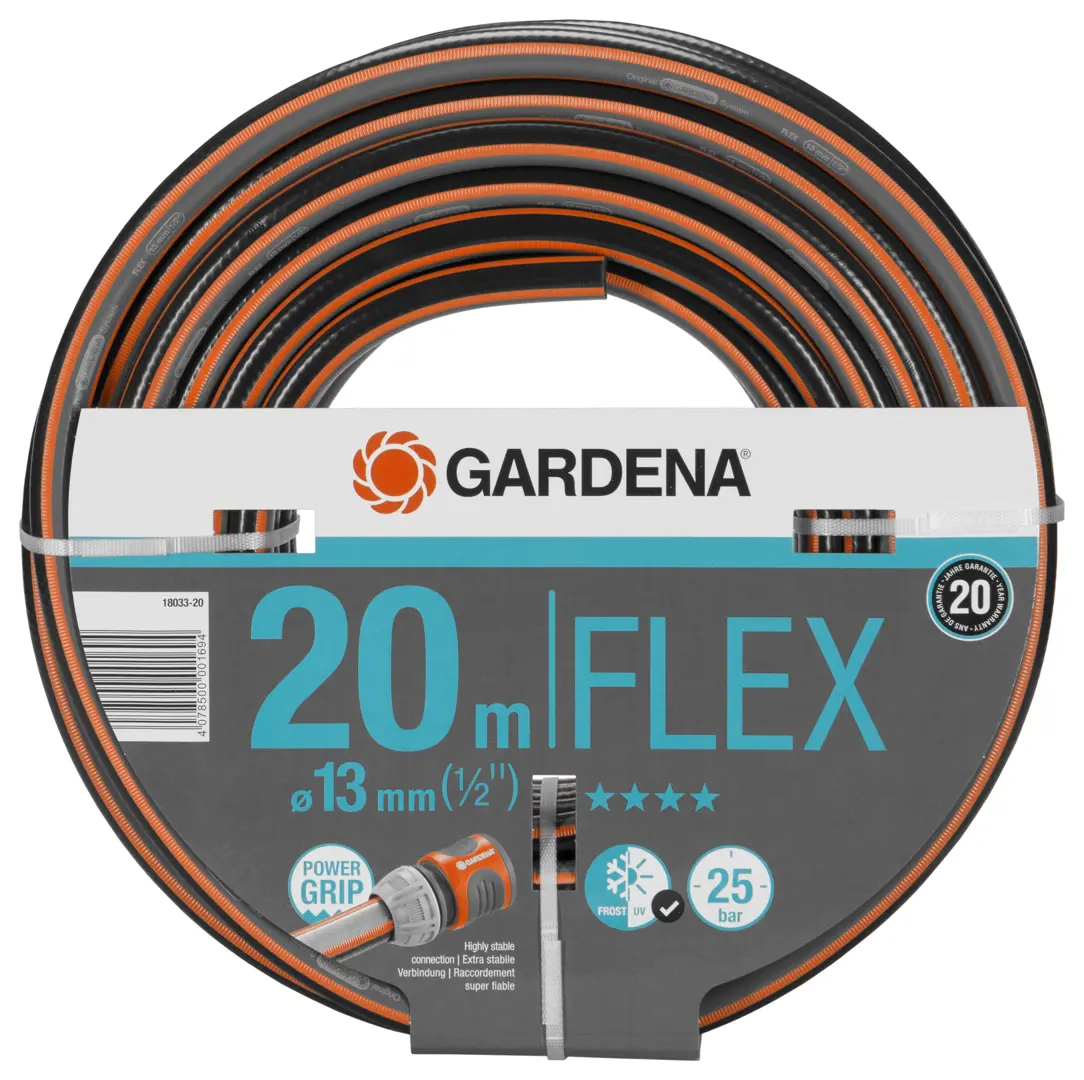 

Шланг для полива Gardena Flex 1/2 дюйма, 20 м, Разноцветный